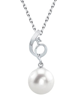 14K Gold Freshwater Pearl & Diamond Symphony Pendant