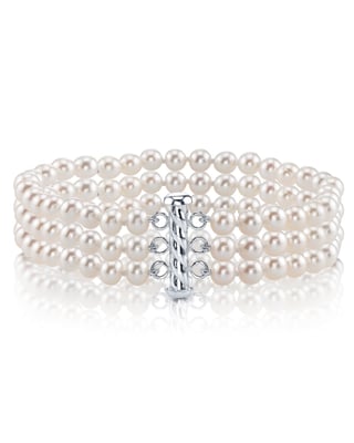 Triple White Freshwater Pearl Bracelet