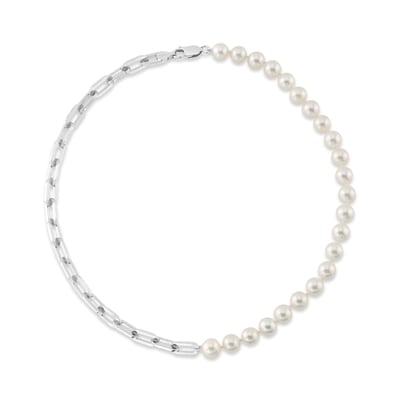 7mm White Freshwater Oscar Pearl & Chain Necklace