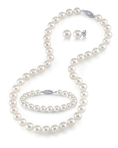 BAroque Pearl Necklace Bracelet EArring SET REAL Pearl Jewelry Hand SILK  strung | eBay