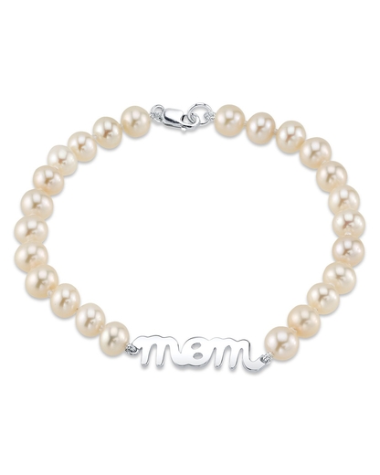 I LOVE YOU MOM Pearl Pendant Necklace - S925 Sterling Silver With Freshwater Cultured Pearl