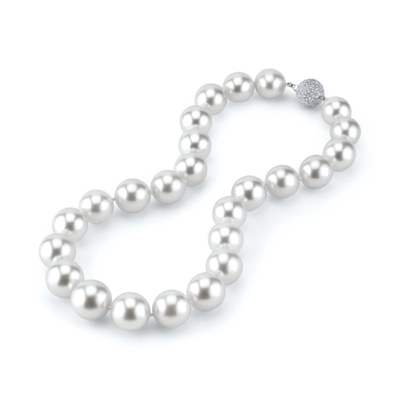 15-18.6mm GIA Certified White South Sea Pearl Necklace - AAAA Quality - Model Image