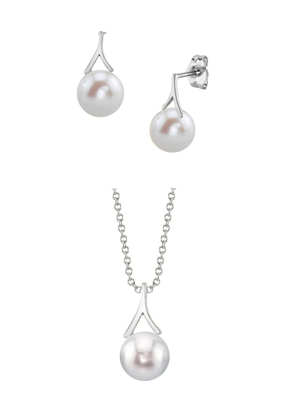 White Freshwater Pearl Lindsey Pendant & Earring Set