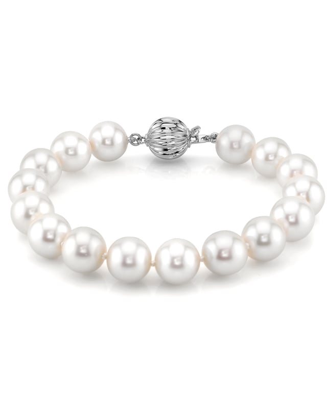 9.5-10.5mm White Freshwater Pearl Bracelet - AAA Quality