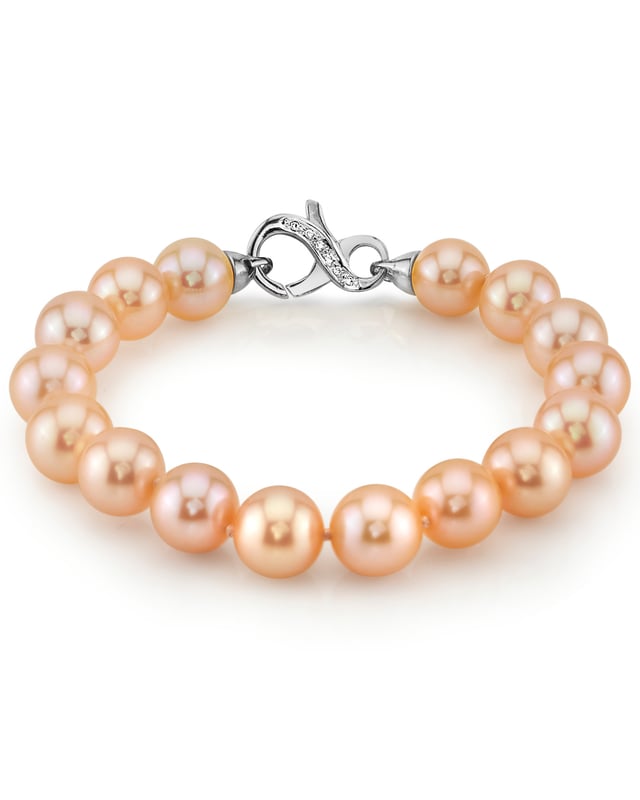 10-11mm Peach Freshwater Pearl Bracelet - AAA Quality