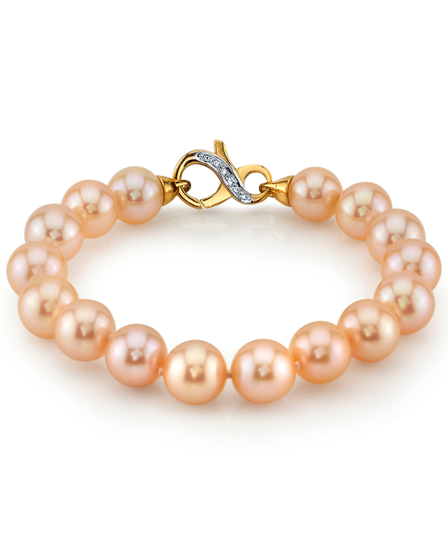 10-11mm Peach Freshwater Pearl Bracelet - AAA Quality - Secondary Image