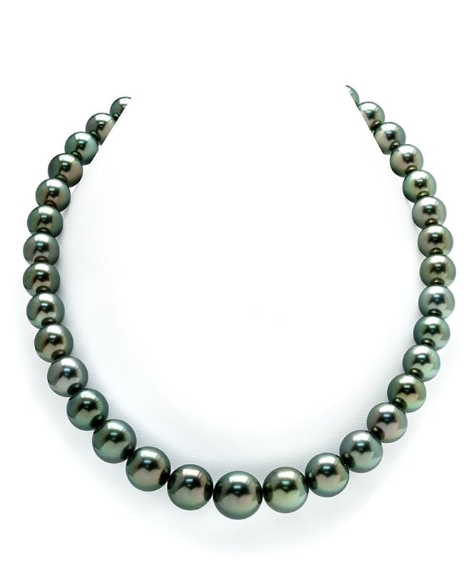 10-11mm Peacock Tahitian South Sea Pearl Necklace - AAAA Quality