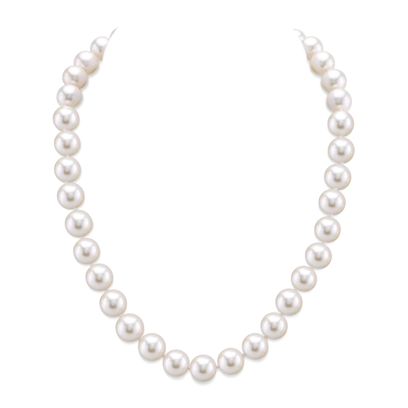 9.5-10.5mm White Freshwater Pearl Necklace- AAAA Quality
