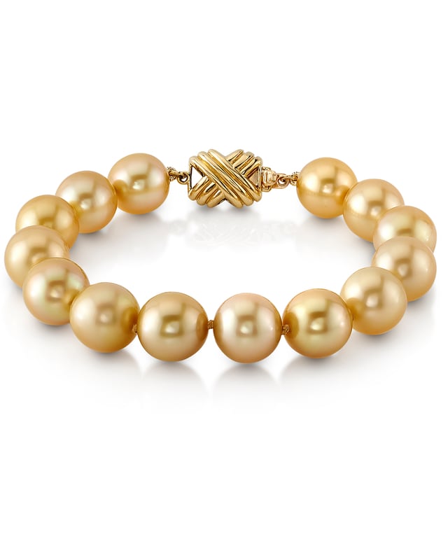 z2770 big 8" 14mm round gold south sea shell pearl bracelet 
