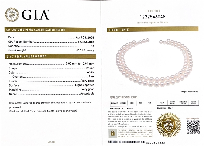 Opera Length 10.0-10.9mm Akoya White Pearl Necklace - GIA Certified - Third Image