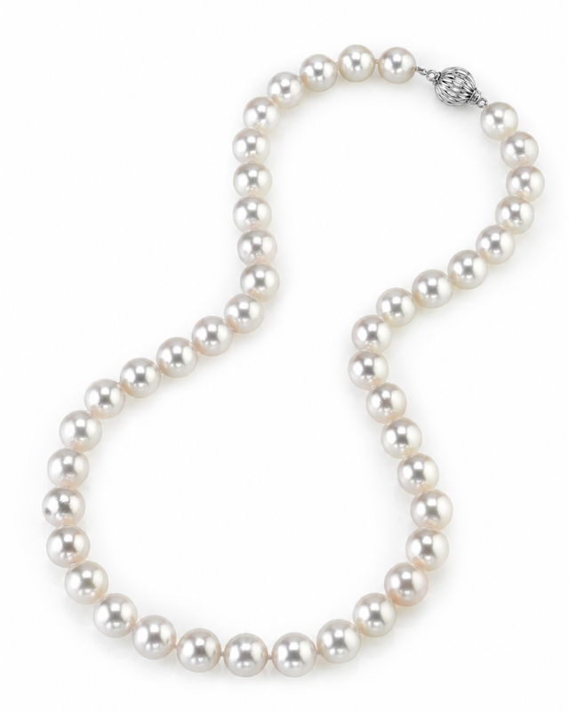 10-10.5mm Japanese Akoya White Pearl Necklace - AAA Quality