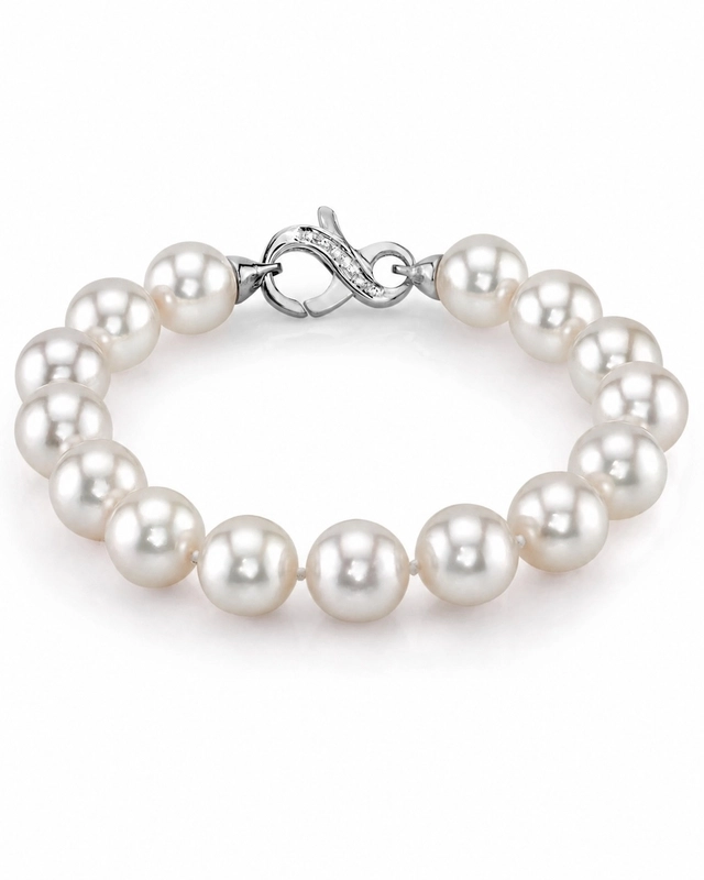 10-10.5mm Akoya White Pearl Bracelet - AAA Quality