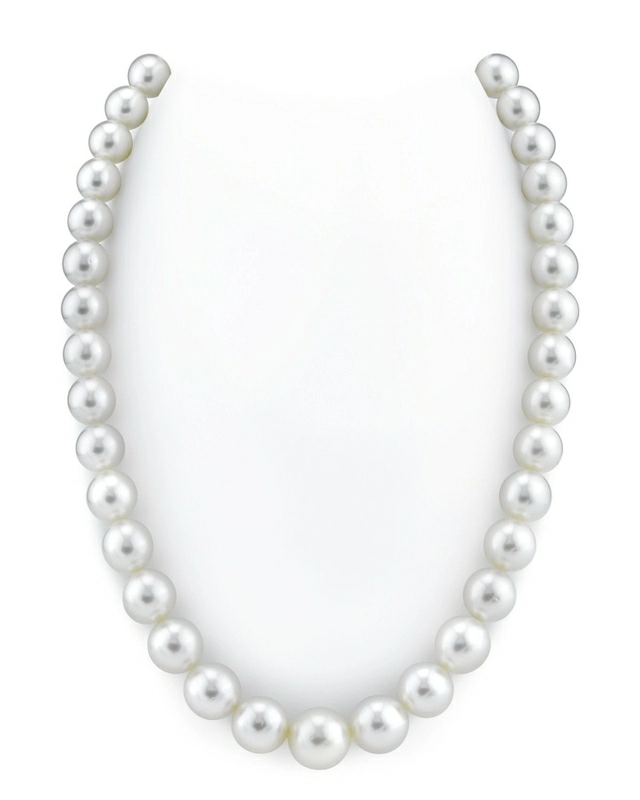 10-12.6mm White Round South Sea Pearl Necklace - GIA Certified