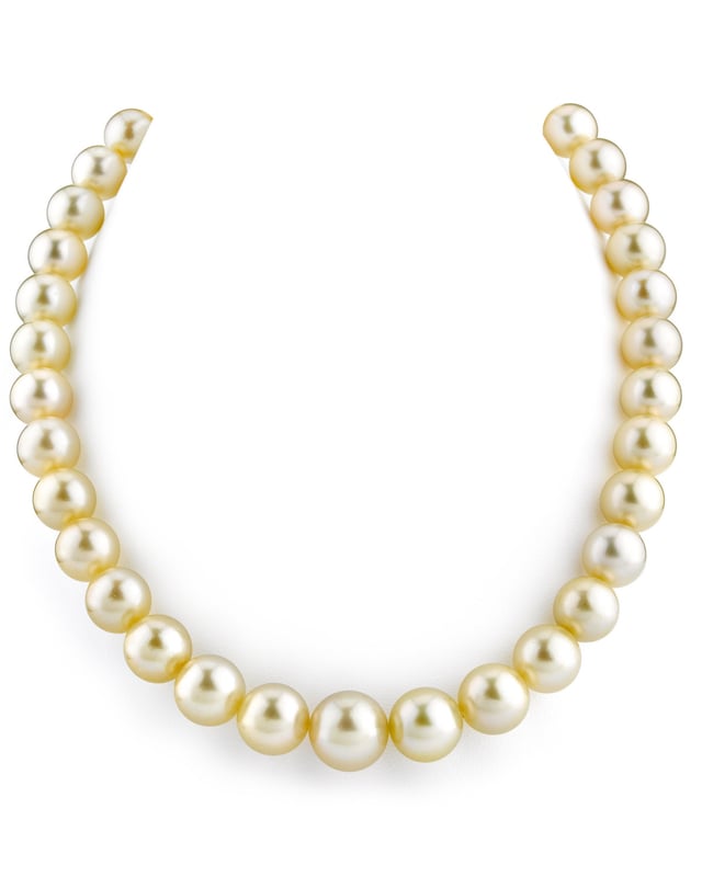 9-11mm Champagne Golden South Sea Pearl Necklace - AAAA Quality