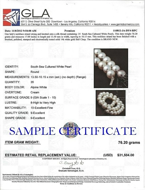 10-13mm White South Sea Pearl Necklace - AAAA Quality - Secondary Image