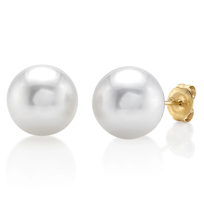10.0-10.5mm White Akoya Round Pearl Stud Earrings