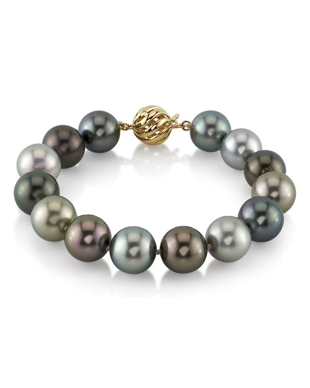 11-12mm Tahitian South Sea Multicolor Pearl Bracelet- AAAA Quality - Model Image