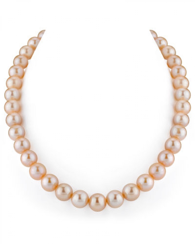 10.5-11.5mm Peach Freshwater Pearl Necklace- AAAA Quality