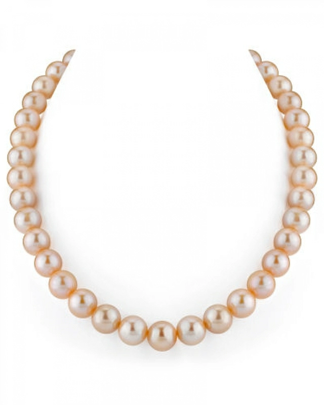 10.5-11.5mm Peach Freshwater Pearl Necklace- AAAA Quality