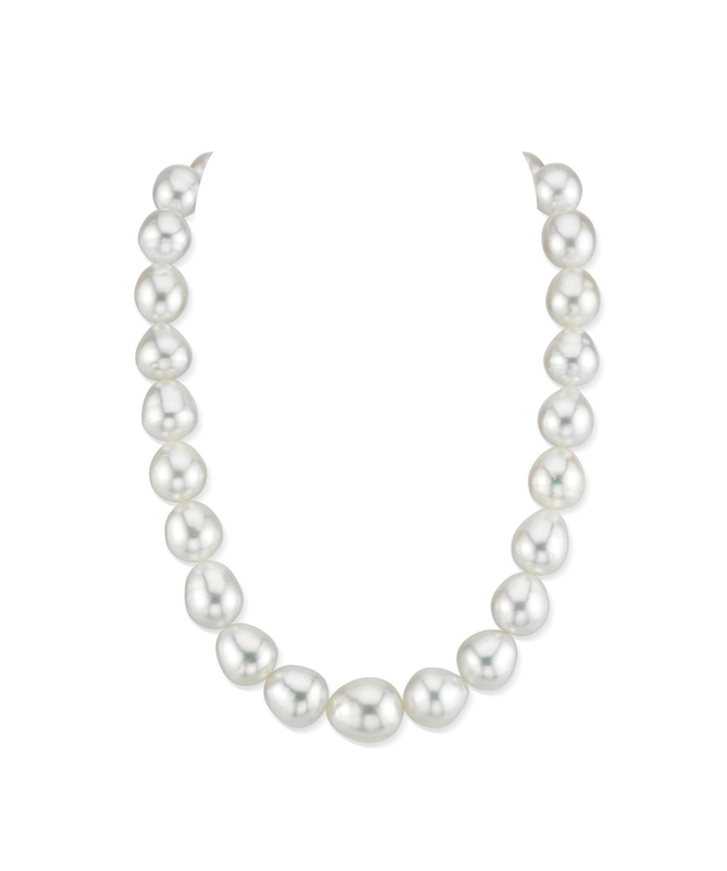 11-13mm White South Sea Drop Shape Pearl Necklace - PSL Certified
