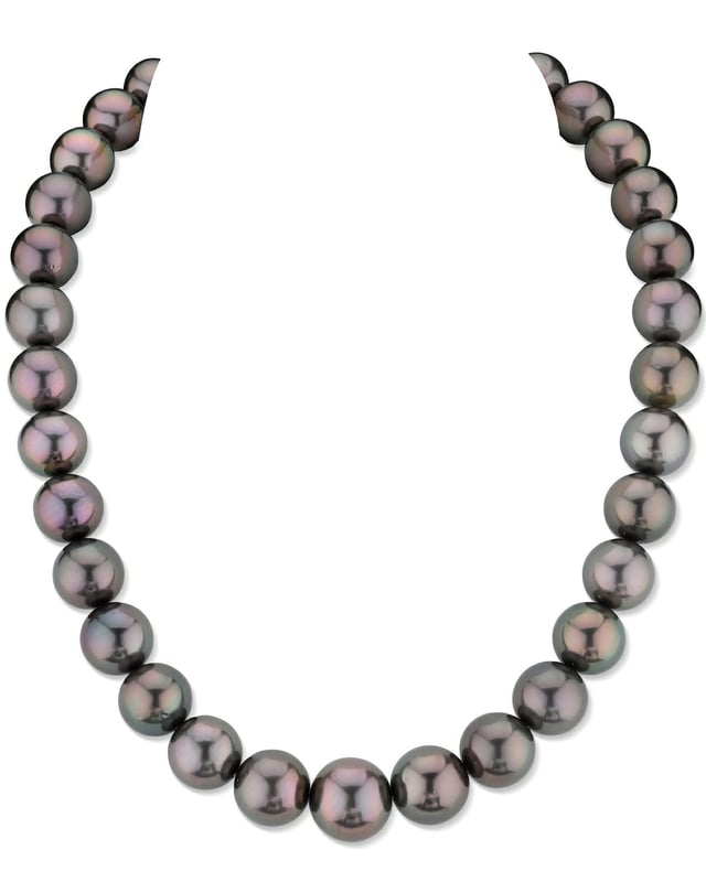 11-14mm Rare Eggplant Tahitian South Sea Pearl Necklace - GIA Certified