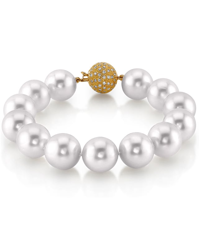12-13mm White South Sea White Pearl Bracelet- AAAA Quality - Model Image