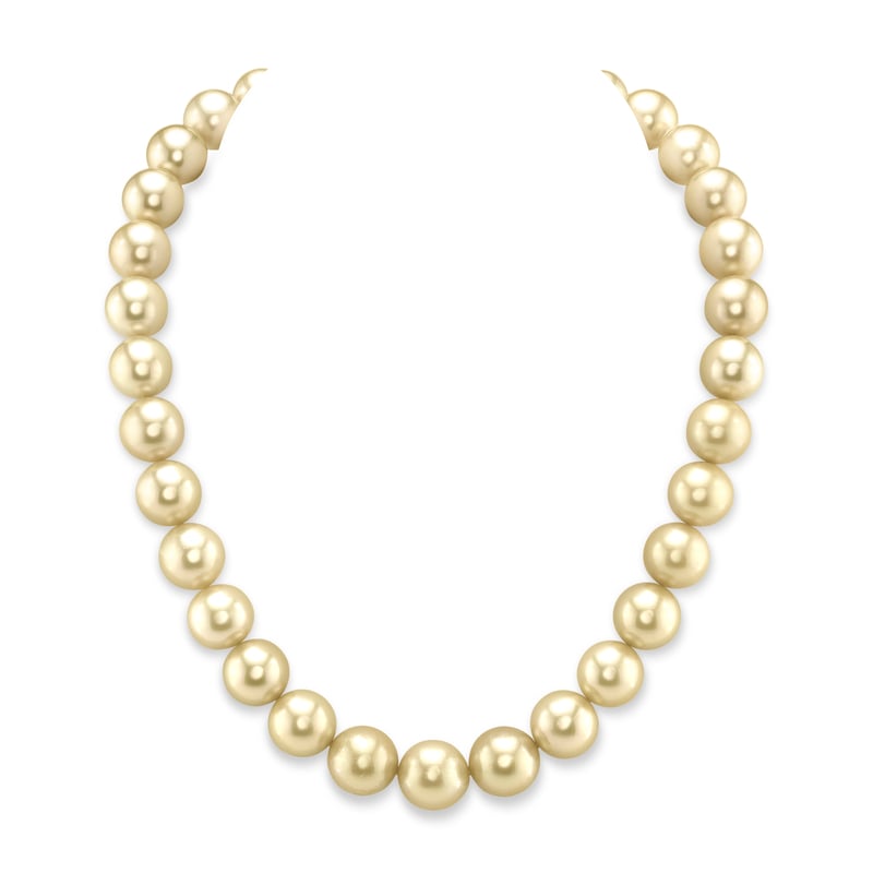 12-14mm Champagne Golden South Sea Pearl Necklace - AAAA Quality