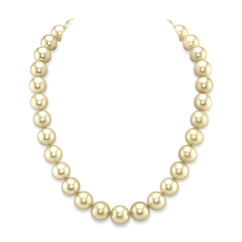 12-14mm Champagne Golden South Sea Pearl Necklace - AAAA Quality