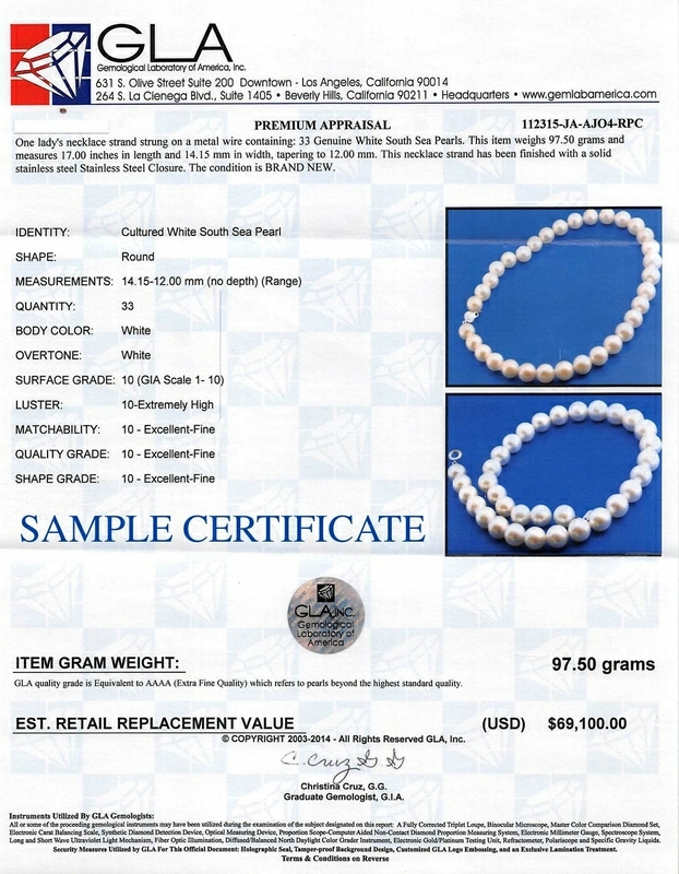 12-14mm White South Sea Pearl Necklace - Certified AAA+ Quality - Model Image