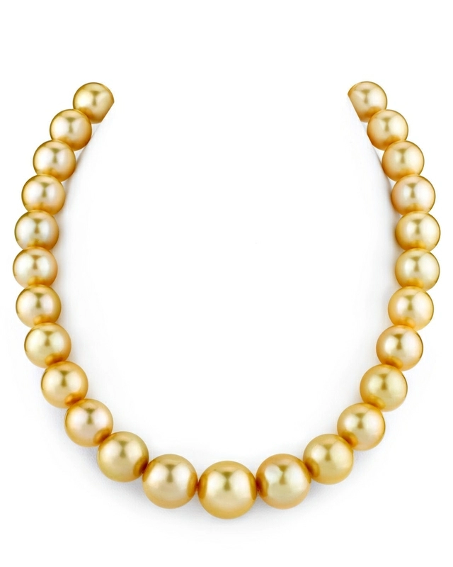 12-14mm Golden South Sea Pearl Necklace - AAAA Quality