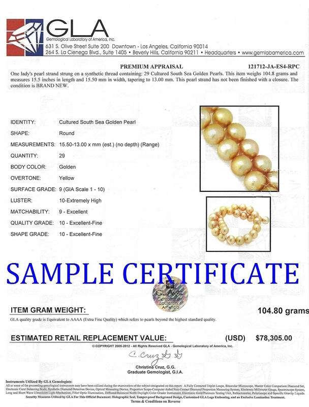 13-15mm Golden South Sea Pearl Necklace - AAAA Quality - Model Image