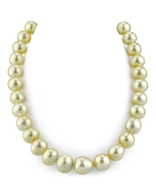 12-14mm Champagne Golden South Sea Pearl Baroque Necklace