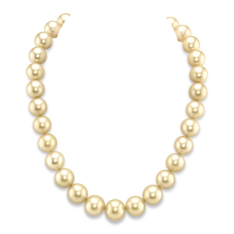 13-16mm Champagne Golden South Sea Pearl Necklace - AAAA Quality