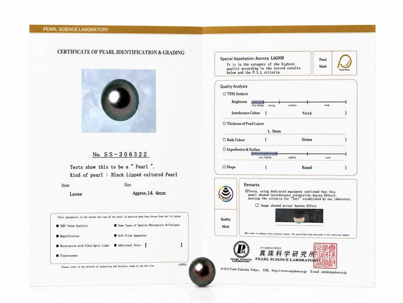 14.4mm Tahitian South Sea Pearl - PSL Certified
