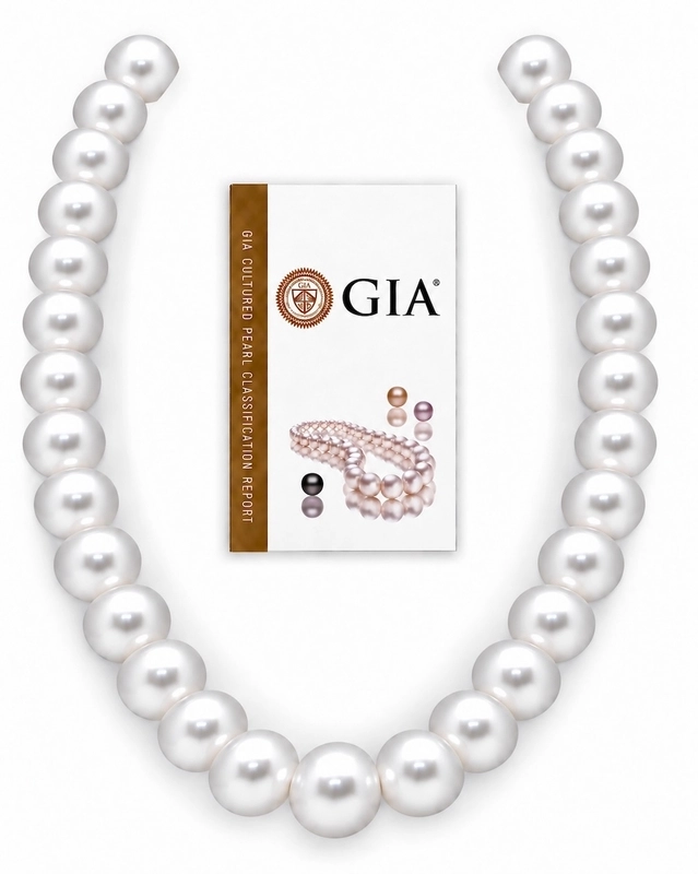 15-18mm Round White South Sea Pearl Necklace - AAAA Quality GIA Certified