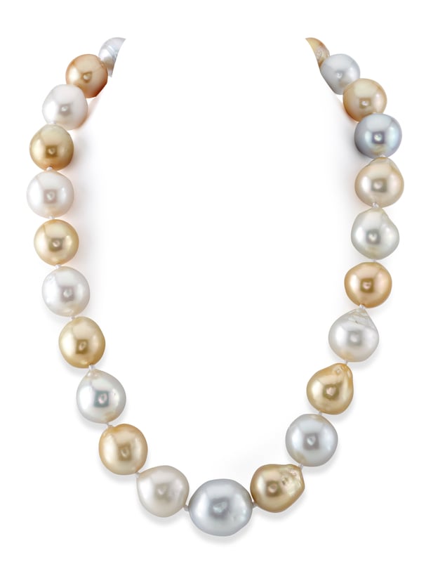 15-20mm Multicolor White & Golden South Sea Baroque Pearl Necklace