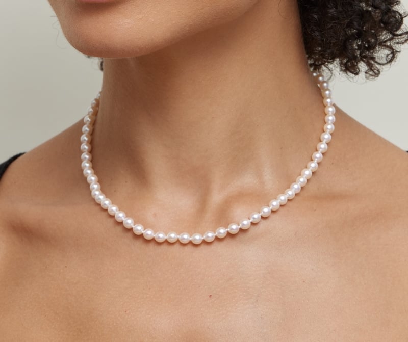 5.0-5.5mm Japanese Akoya White Pearl Necklace- AA+ Quality