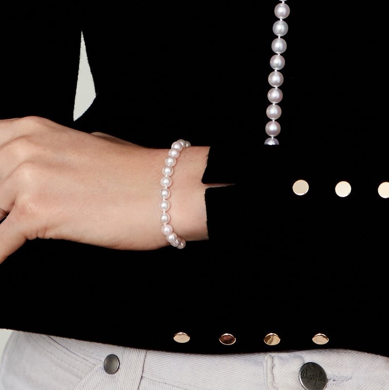 5.5-6.0mm Akoya White Pearl Bracelet - Choose Your Quality - Model Image