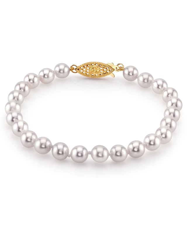 6.0-6.5mm Akoya White Pearl Bracelet - AAA Quality - Third Image