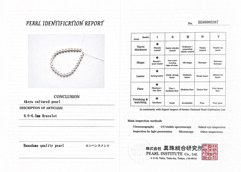 6.0-6.5mm Hanadama Akoya White Pearl Bracelet - Third Image