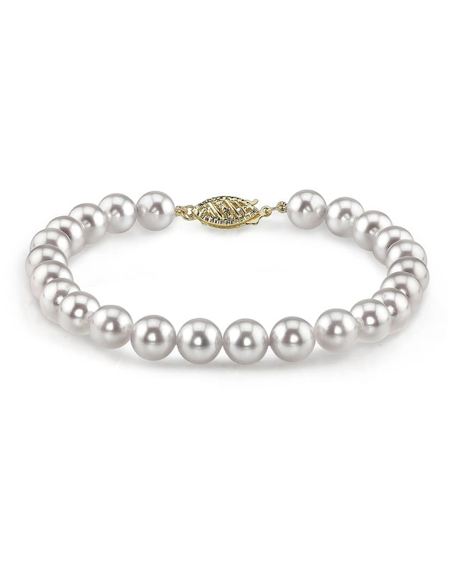 Bracelet perles de 5.5-6mm et diamants