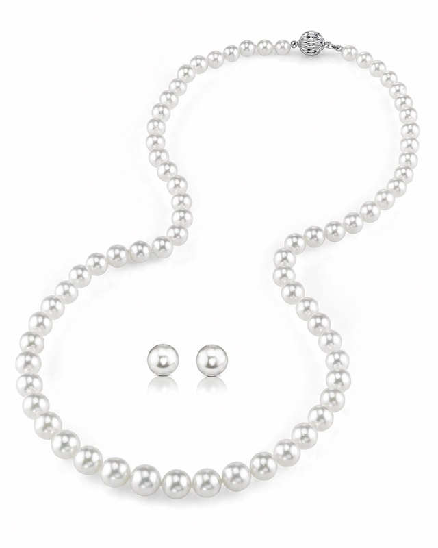 6.0-8.0mm Hanadama Pearl Necklace and Earring Set