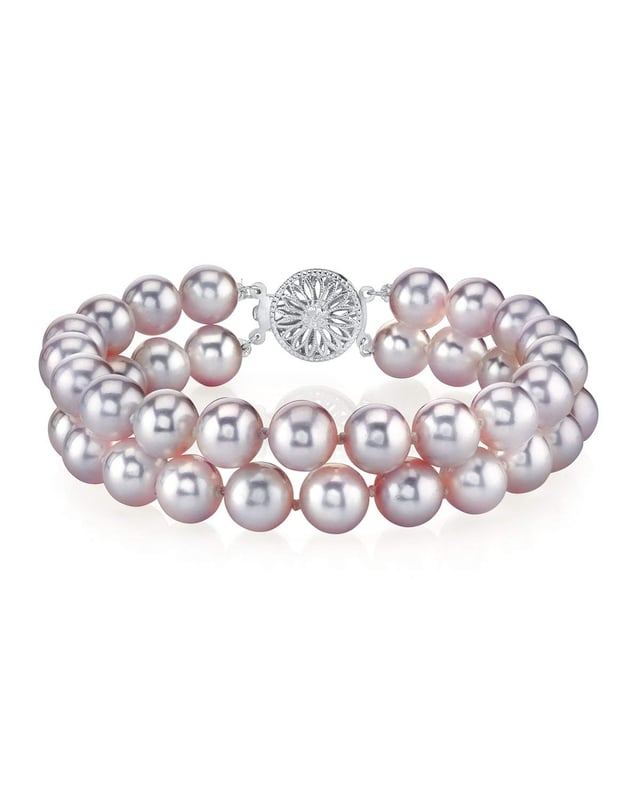 6.5-7mm Pink Freshwater Double Pearl Bracelet - AAA Quality