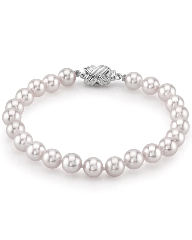 6.5-7.0mm Akoya White Pearl Bracelet- Choose Your Quality