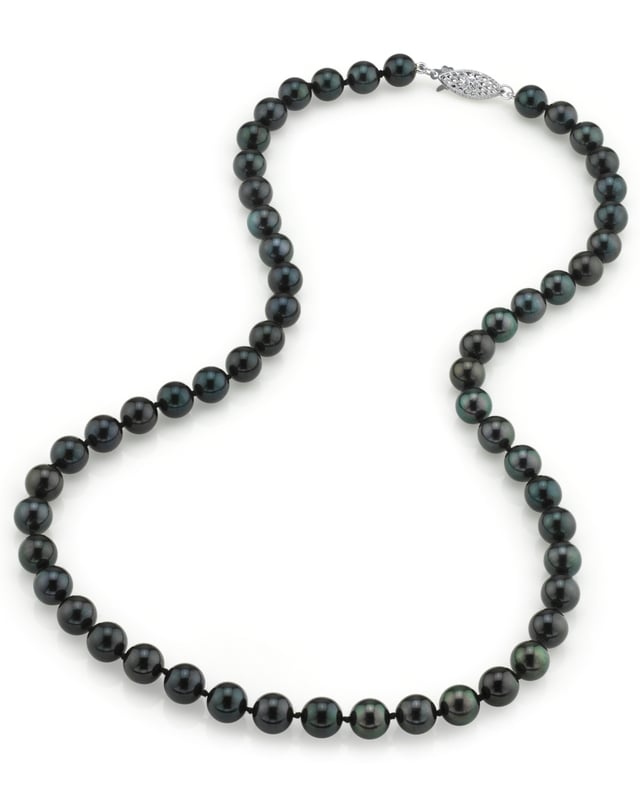 7.0-7.5mm Japanese Akoya Black Pearl Necklace- AA+ Quality