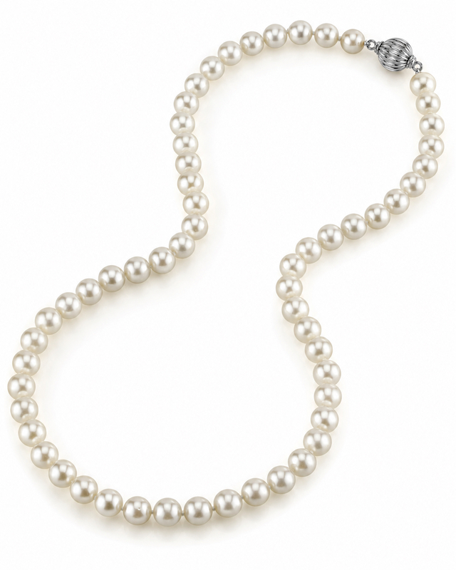 7.0-7.5mm Japanese Akoya White Pearl Necklace - AAA Quality