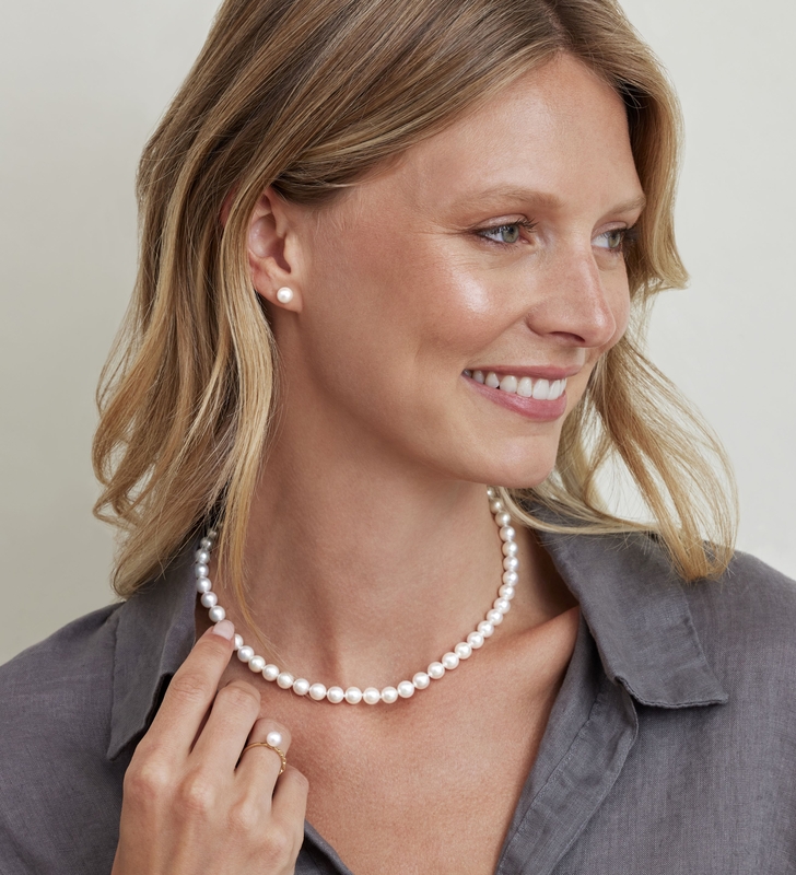 7.0-7.5mm Freshwater Pearl Necklace & Earrings