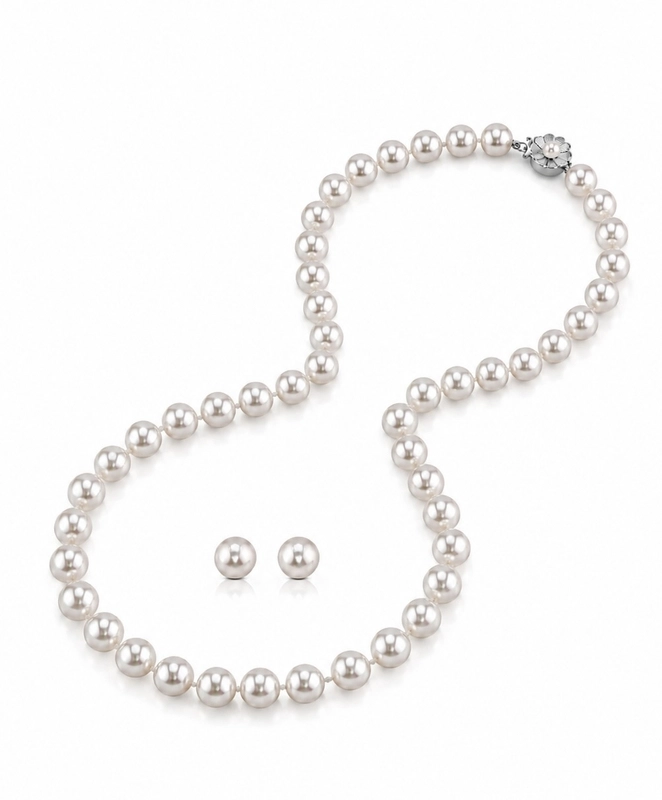 7.5-8.0mm Hanadama Pearl Necklace and Earring Set