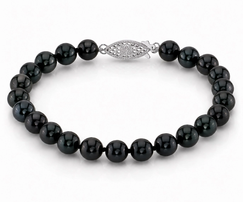 7.5-8.0mm Black Freshwater Pearl Bracelet - AAA Quality