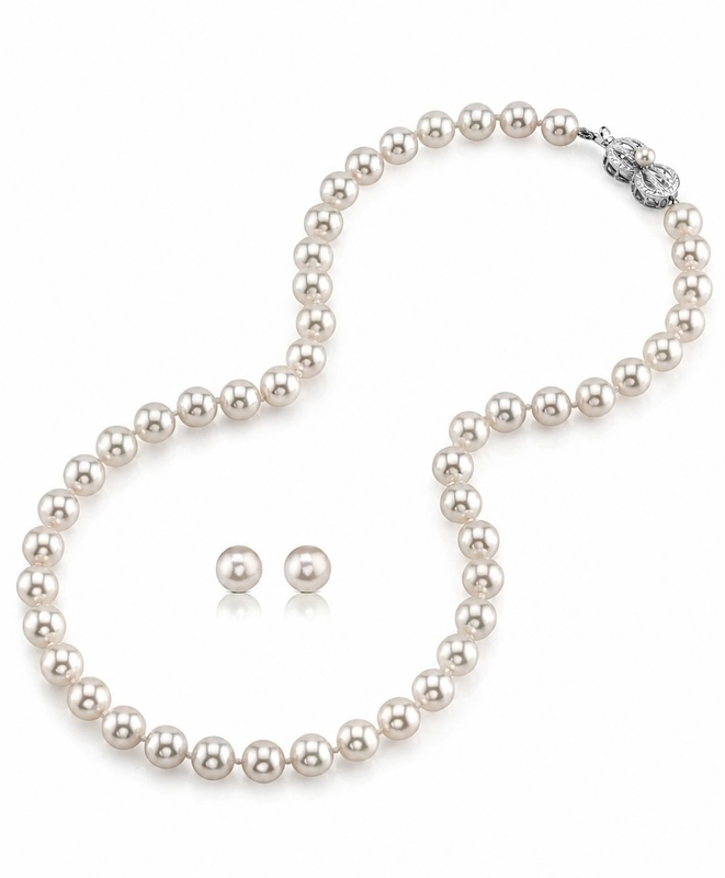 8.0-8.5mm Hanadama Pearl Necklace and Earring Set
